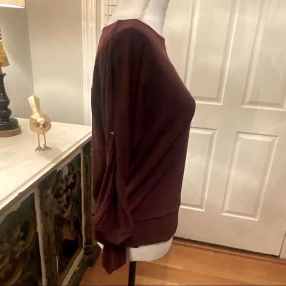 Peekaboo Sleeve Burgundy Top Small S - Picture 2 of 6